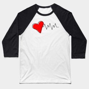 Red heart with pulse Baseball T-Shirt